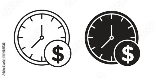 Time is money icon concept set. Simple icon collection