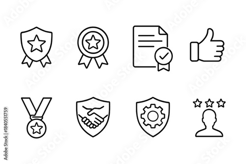 Minimalist outline icons for achievements and recognition