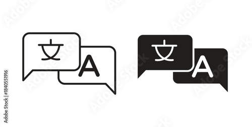 Translation icon concept set. Simple icon collection