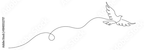 Continuous Line Drawing of a Flying Bird Freedom Icon