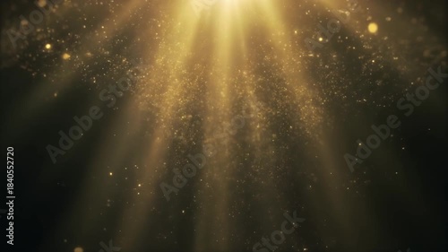 Ultra Slow Motion: Luminous Water Particles Rising, Catching Soft Golden Light Rays