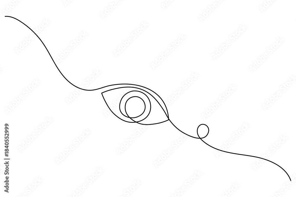 Obraz premium Minimalist one line eye drawing continuous outline art simple abstract vector illustration for creative design use