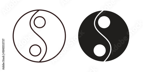 Yin yang icon concept set. Simple icon collection
