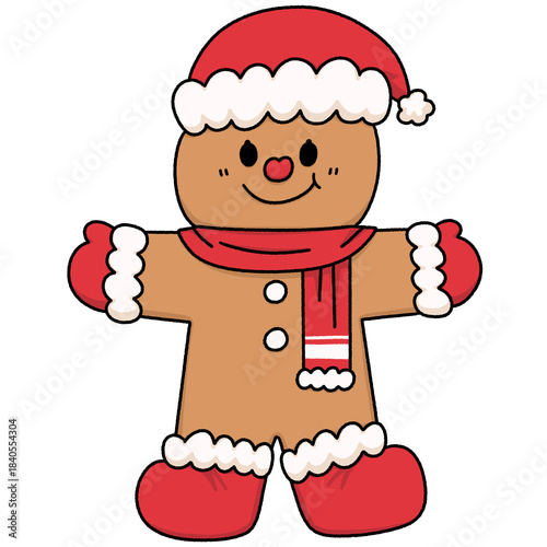 Cute Christmas Cookie Baking Cartoon - Line Color