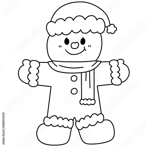 Cute Christmas Cookie Baking Cartoon - Outline