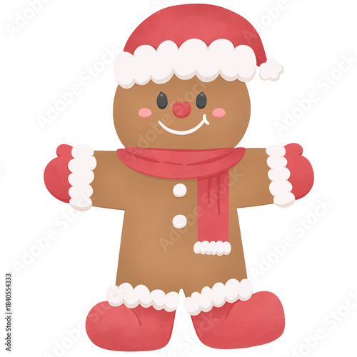 Cute Christmas Cookie Baking Cartoon - Watercolor