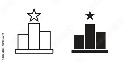 Podium star icon with glyph and line. black vector icons for Web UI