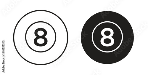 Pool 8 ball icon with glyph and line. black vector icons for Web UI