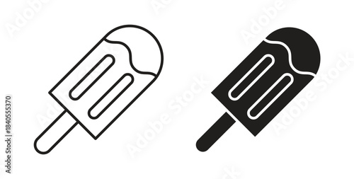 Popsicle icon with glyph and line. black vector icons for Web UI