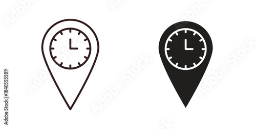 Real time location icon with glyph and line. black vector icons for Web UI