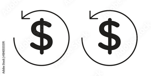 Refund icon with glyph and line. black vector icons for Web UI