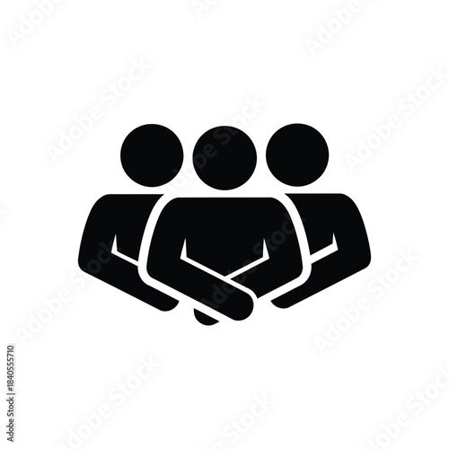 Teamwork concept with multiple partners standing together silhouette icon vector illustration