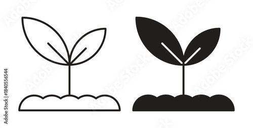 Seedling icon with glyph and line. black vector icons for Web UI