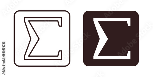 Sigma icon with glyph and line. black vector icons for Web UI