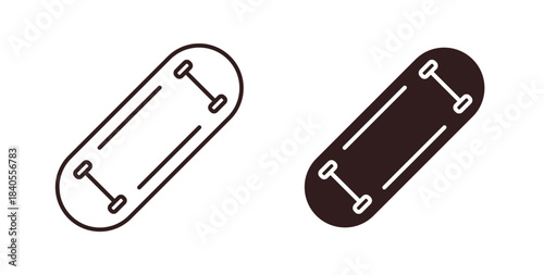 Skateboard icon with glyph and line. black vector icons for Web UI
