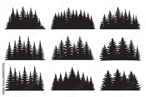 set of forest trees