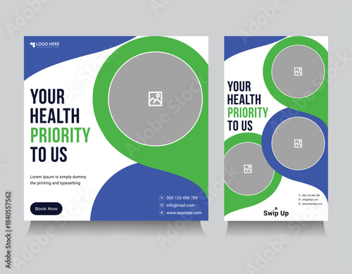 Healthcare Social Media Post Layout Set, fully customizable vector eps 10 file format