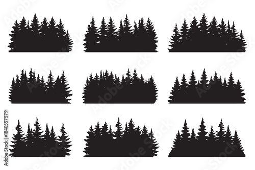 set of forest trees