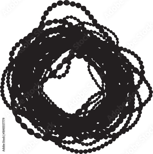 Tangled black beaded necklace or bracelet strand