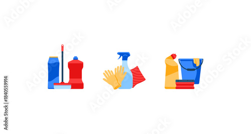 Cleaning supplies illustration, perfect for home and office maintenance