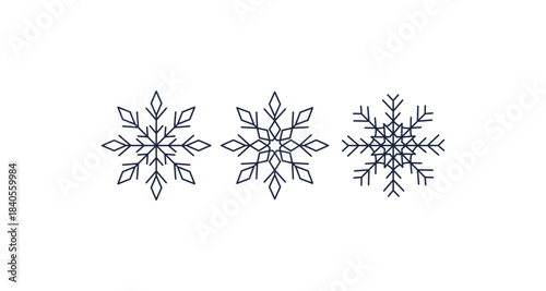 Minimalist snowflake illustrations in a row, perfect for winter holiday designs