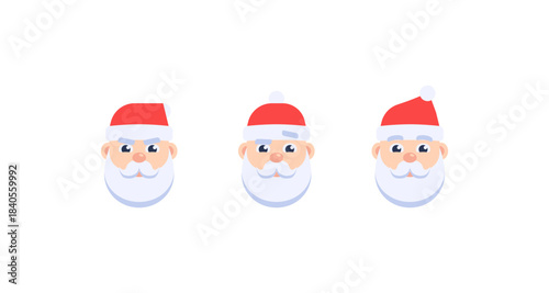 Cartoon Santa Claus Heads in Different Styles for Christmas Designs