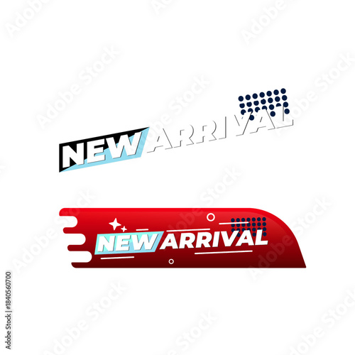 Modern new arrival sale labels created for ecommerce promotions, product launches, and marketing visuals.