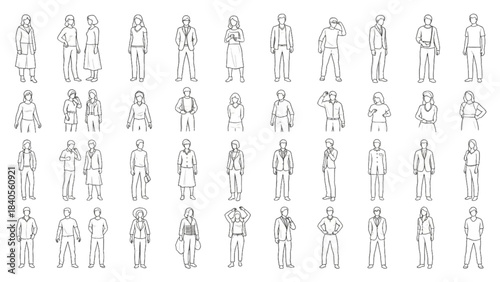 Set of people figures for architectural elevation, an auto cad drawing collection.