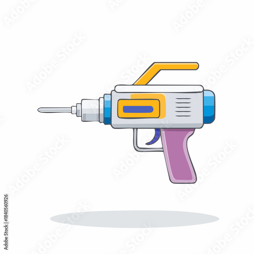 Futuristic Sci-fi Ray Gun with a Sharp Metallic Tip, Cartoon Style