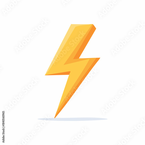 Bright Yellow Cartoon Lightning Bolt Icon Illustration Energy Symbol Graphic Element