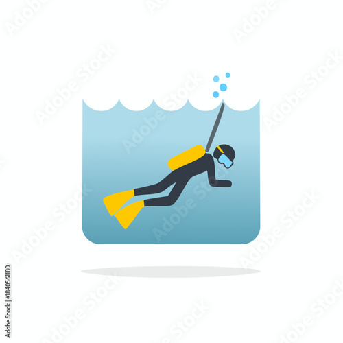 Snorkeling Diver Icon Swimmer Underwater Sea Ocean Swimming Sport Activity