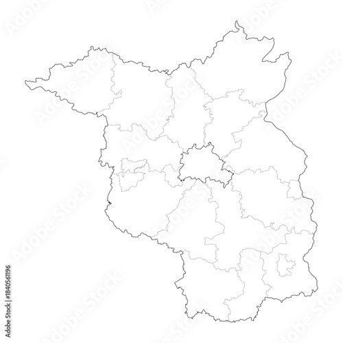 High Detail Vector Map of Brandenburg Germany with Districts and Political Boundaries Black Outline Isolated on Transparent Background (Brandenburg Karte)