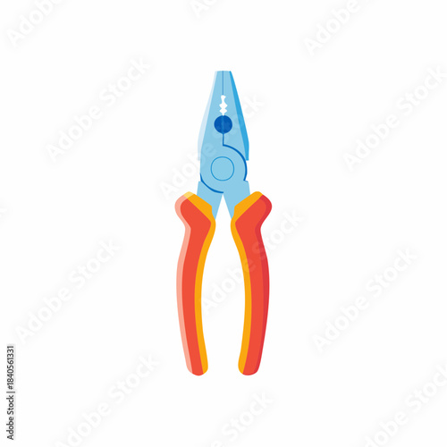 Illustration of blue and orange pliers isolated on white background for graphic design and tools