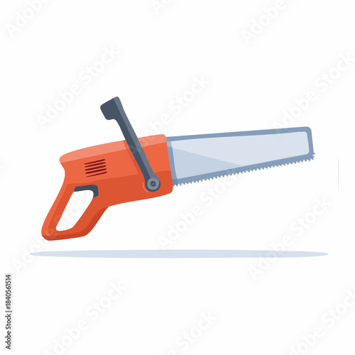 Hand Saw Isolated Hand Saw Illustrative Object. Carpentry Equipment and Construction Tool. Orange Color Hand Saw.