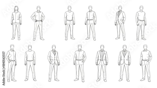 A versatile set of people figures, an auto cad drawing for architectural visualization.