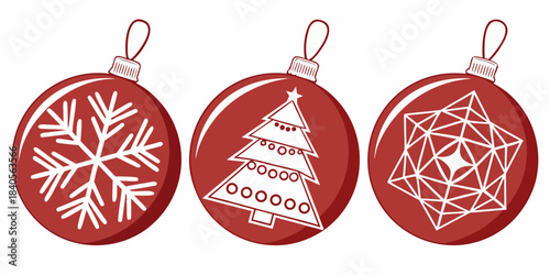 Red Christmas balls, beautifully arranged on a white background, perfect for festive holiday designs and decorations.