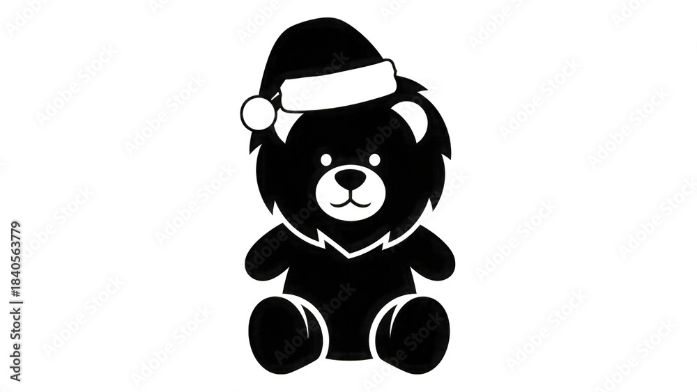 Naklejka premium Teddy bear wearing Santa hat isolated on a transparent background 1