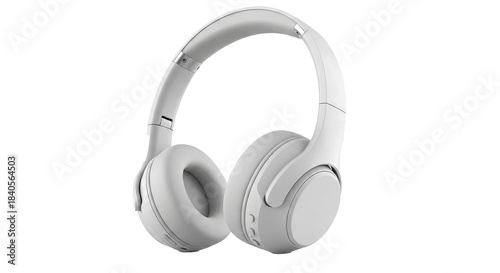 Modern white over-ear headphones isolated on transparent background