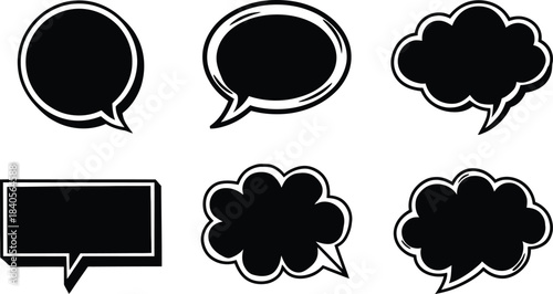 Comic Speech Bubbles and Thought Balloons Silhouette Vector Set