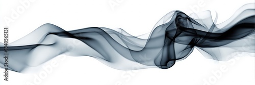 Abstract black and white flowing smoke-like wave background design