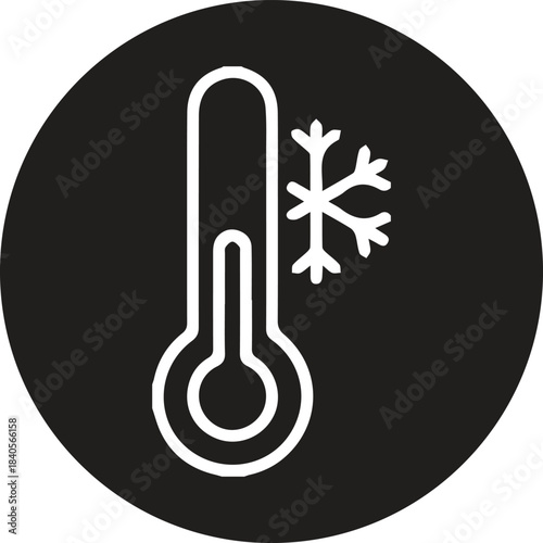 Thermometer icon indicating cold temperature with snowflake