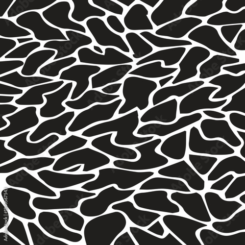 Abstract black and white organic camouflage animal skin pattern