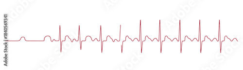 red heart beat line illustration showing life rhythm on white background