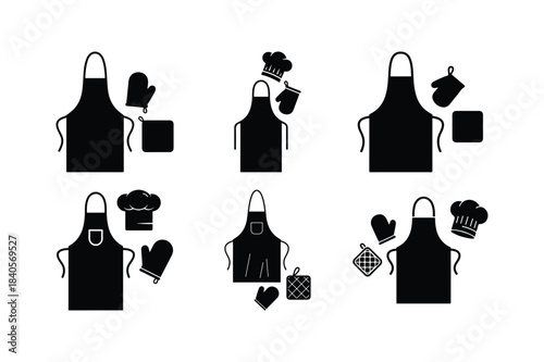 Kitchen Apron Clothing Silhouette Vector Set