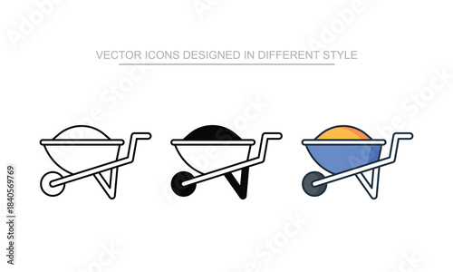 Wheelbarrow vector design in modern and trendy style icon
