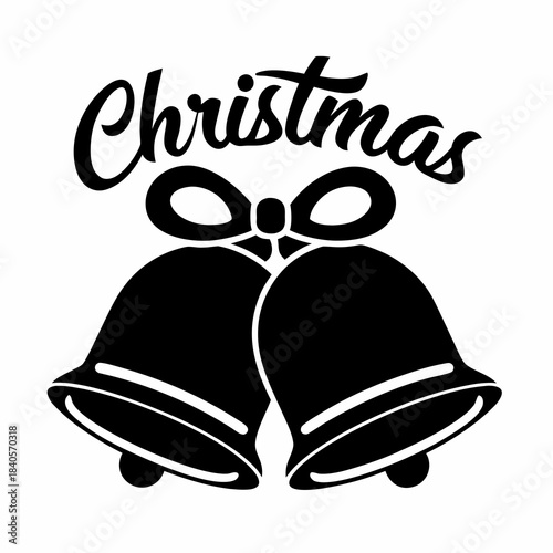 Minimalist Black and White Christmas Bell Silhouette Vector Design