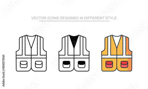 Safety Vest vector icon stock isolated on white sheet