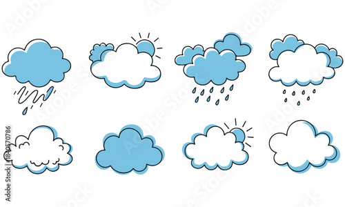 Massive Doodle Icon Bundle: Hand-Drawn Weather, Rainbows, Rain, Clouds, Storms, Abstract Trees, and Christmas Fir Tree Sets for Digital Seasonal Design