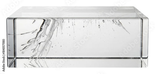 Minimalist gallery display artistic glass blocks at eye-level isolated on transparent background