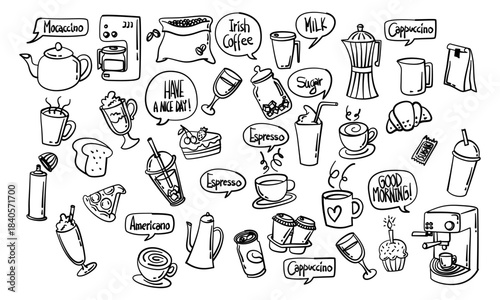 set of hand drawn icons